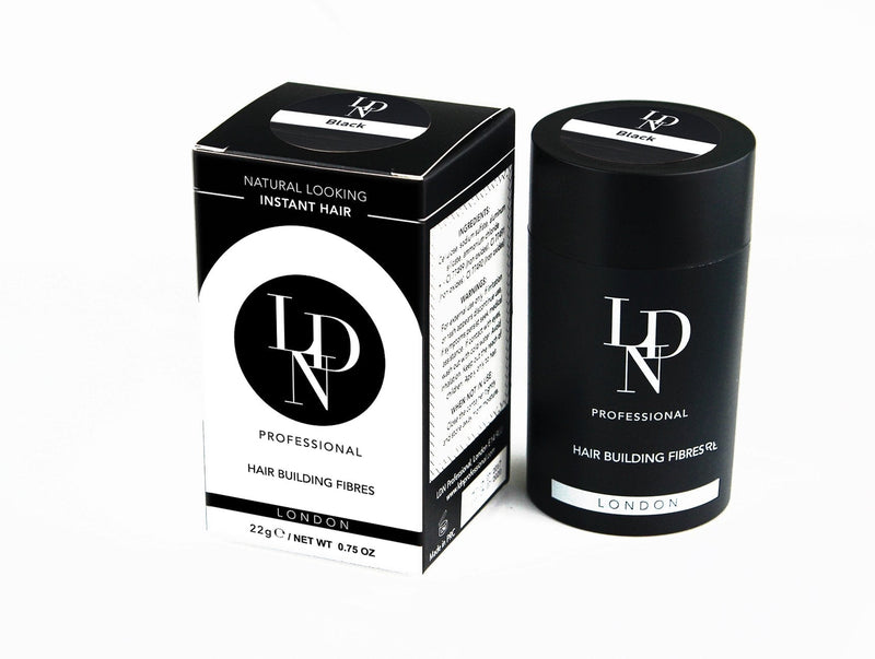 [Australia] - LDN Professional Hair Building Fibres - No1. Hair Fibres for Hair Loss and Thin Hair, Instantly Thicken Hair Naturally, 22g hair fiber bottle (Black) Black 