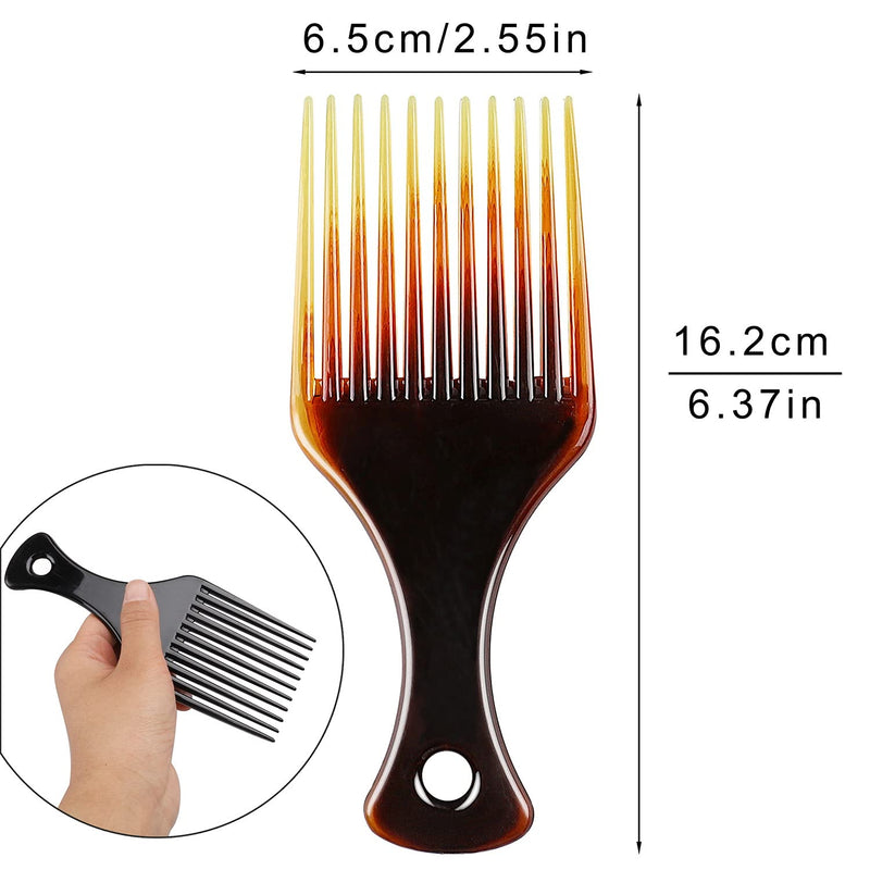 [Australia] - 2 Pcs Afro Comb, Anti-static Smooth Hair Pick Wide Tooth Comb Black and Amber African Hairdressing Comb Hair Styling Combs for Curlys 