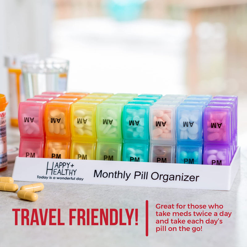 [Australia] - Monthly Pill Organizer - 32 Compartments Am/Pm Daily Pill Organizer 2 Times a Day, Pill Dispenser and Organiser Caddy by MEDca 