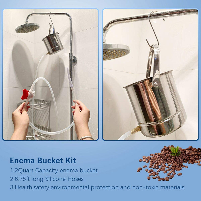[Australia] - Smokitcen Coffee Enema Bucket Kit Stainless Steel 2 Quart Capacity for Cleansing Detox Enemas 