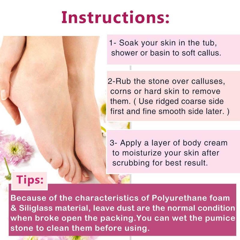 [Australia] - Foot Pumice Stone for Feet, 2 in 1 Double Sided Hard Skin Callus Remover Scrubber Pedicure Exfoliator Tool for Dead Skin Pack of 6 6 Pack 