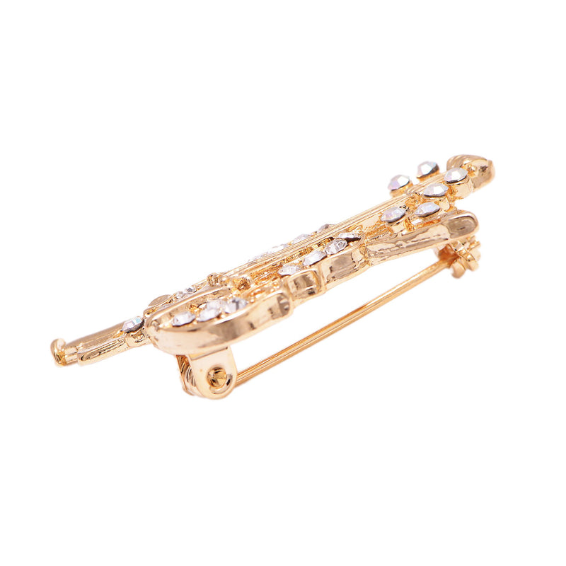 [Australia] - chelseachicNYC Tiny Jewel Crystal Violin and Bow Brooch Pin Gold 