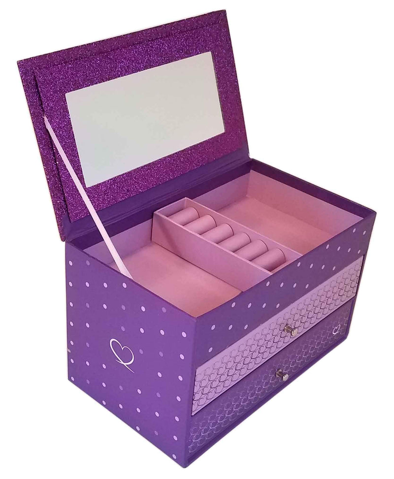 [Australia] - Jewelry Box for Girls - Pink and Purple Sparkles with Hearts and Pink and Purple Trim (Purple Sparkle) Purple Sparkle 