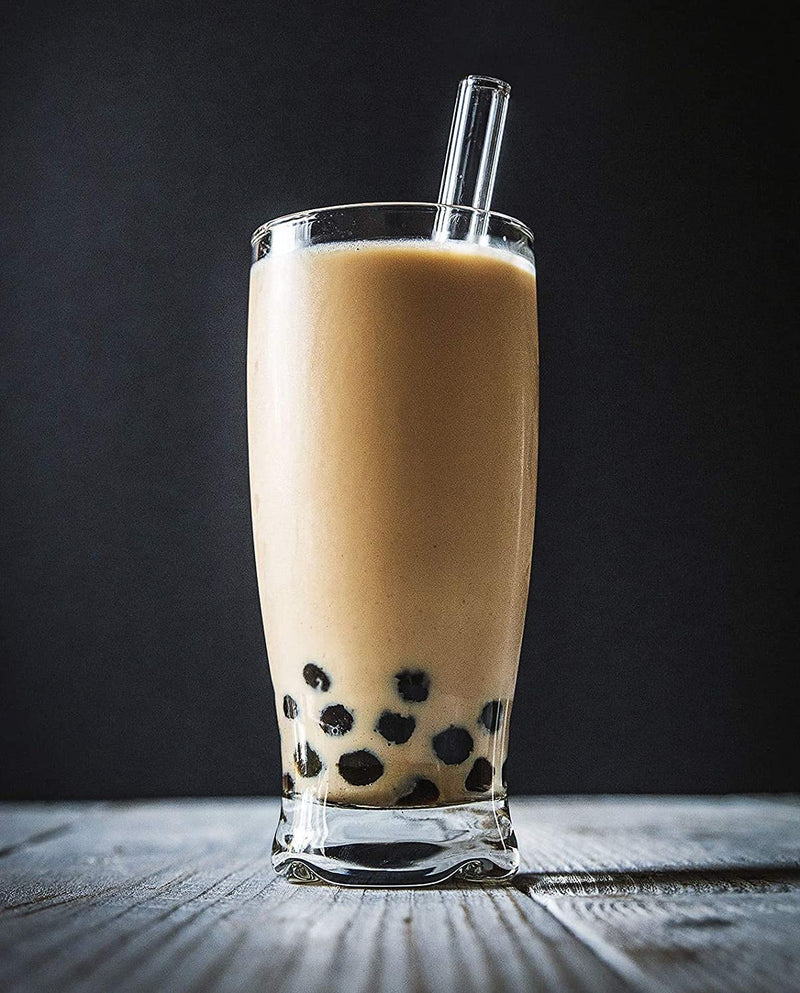 [Australia] - ALINK Reusable Glass Boba Straws, 14mm Extra Wide Clear Smoothie Straws for Bubble Tea, Pack of 4 with 1 Case and 2 Brush 