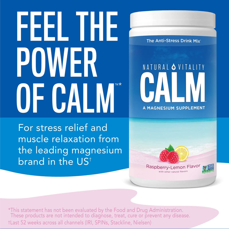[Australia] - Natural Vitality Natural Calm - RLS - Restless Legs - Relaxation - Stress - Muscle Cramps - Tension - Unwind - Amazing Taste - Raspberry Lemon - 226 Gram (8oz) 