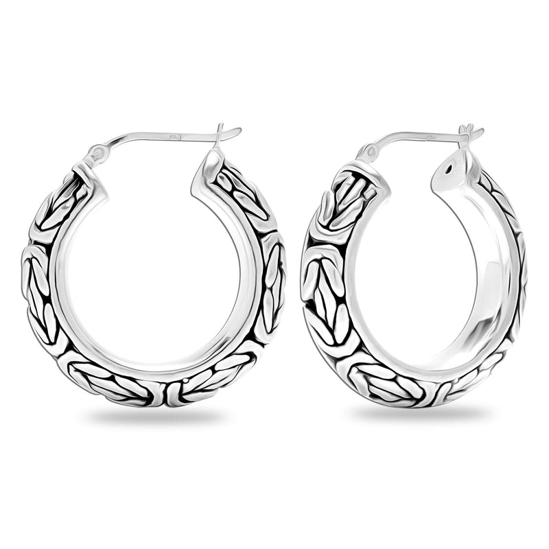 [Australia] - LeCalla Sterling Silver Jewelry Antique Byzantine Inspired Click Top Hoop Earring for Women Byzantine Design 