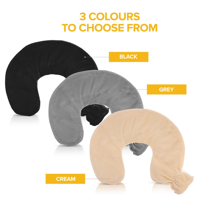 [Australia] - LIVIVO Neck and Shoulder U Shaped 1L Hot Water Bottle with Soft, Removable and Washable Fleecy Cover (Grey) Grey 