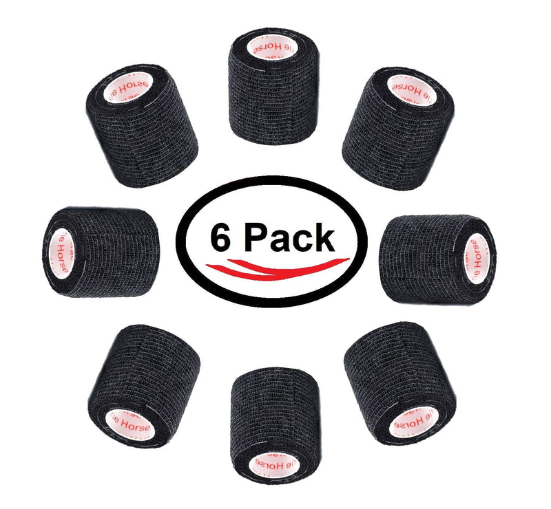 [Australia] - 2 Inch Self Adhesive Medical Bandage Wrap Sport Tape (Black Bean) (6 Rolls) Self Adherent Cohesive First Aid Sport Flex Wrist Ankle Knee Sprains and Swelling Black Bean 6 Count (Pack of 1) 