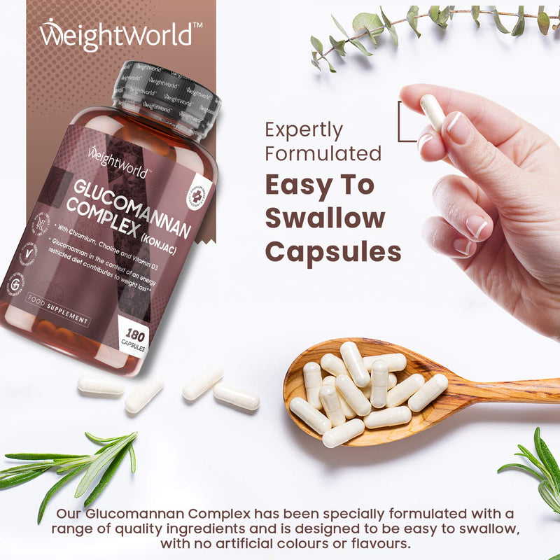 [Australia] - Glucomannan Complex - 3000mg - Fibre Diet Supplement Complex Capsules With Vitamin D, Chromium & Choline, Choline Contributes To Normal Lipid Metabolism (EFSA), Konjac Glucomannan - Vegetarian Formula 