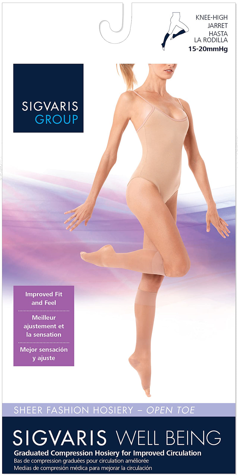 [Australia] - Sigvaris Women's Sheer Fashion 120 Open Toe Calf Compression Hose 15-20mmHg 