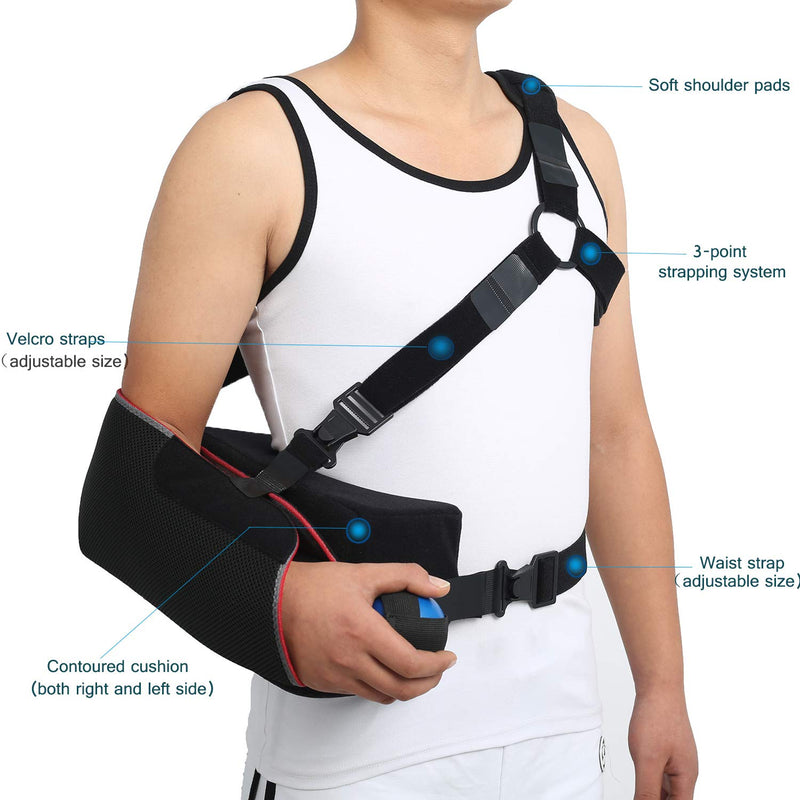 [Australia] - Universal Shoulder Abduction Sling with 30° Abduction Pillow 3-point Strap Exercise Ball Adjustable- Immobilizer for Injury Support Rotator Cuff, Sublexion, Surgery, Dislocated, Broken Arm - Brace (Free Size) 