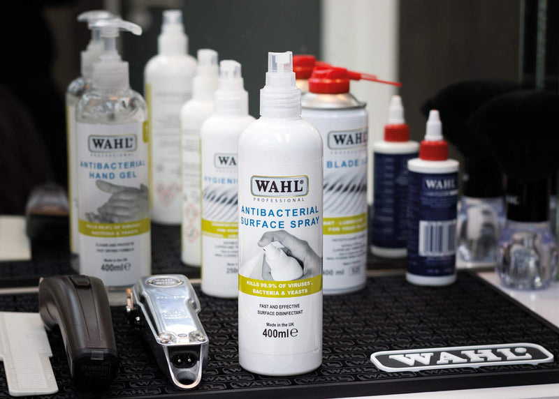 [Australia] - WAHL Antibacterial Surface Spray 400ml, Kills 99.9 Percent of Bacteria, 70 Percent Alcohol, Protects Against Viruses and Yeasts, Fast Drying Formula, Hygiene Sprays 