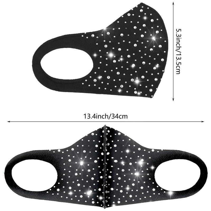 [Australia] - 6 Pieces Bling Rhinestone Washable Face Coverings Glitter Crystal Party Masquerade Ball Mouth Covering for Women Girls 