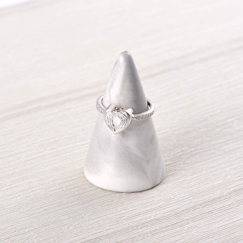 [Australia] - Fookduoduo Sterling Silver Cremation Jewelry Ring for Ashes - Angel Wings Urn Ring for Women Forever in My Heart Urn Rings for Keepsake Memorial Gift 7 