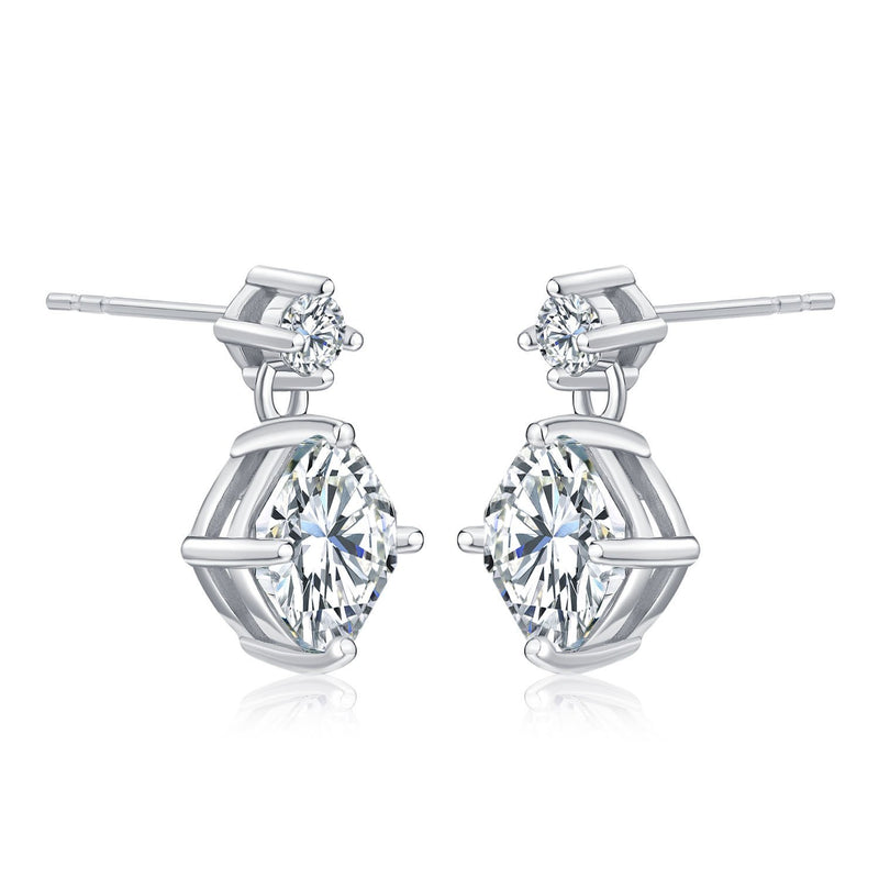 [Australia] - Diamond Treats 925 STERLING SILVER Earrings with Hanging Cushion Shape FLAWLESS Sparkling White Cubic Zirconia. The Dangly Sterling Silver Drop Earrings are a Lovely Gift for Her. 