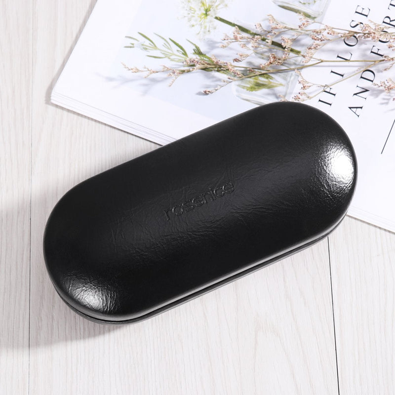 [Australia] - ROSENICE Eyeglasses and Contact Lens Case - 2 in 1 Double Sided Portable Glasses Case - Leakproof, Tweezers and Applicator Included - for Home, Travel (Black) 