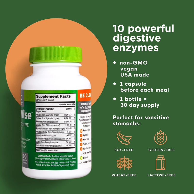 [Australia] - Digestive Enzymes | 10 Powerful Vegan Enzymes for Better Digestion and Relief from Gas, Bloating, Constipation & Reflux | Made in The USA, Keto Friendly, Lab Tested | 90 Capsules 1 