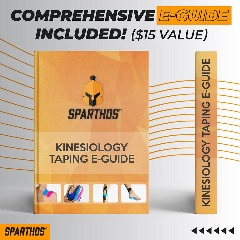 [Australia] - Sparthos Kinesiology Tape - Bulk Large Jumbo - Kinesio Taping Guide! - Support for Pro Athletic Sports - Lift Knee Muscle Body Wrist Brace Carpal Tunnel - Uncut 115 ft Roll (Blue) Electric Blue 