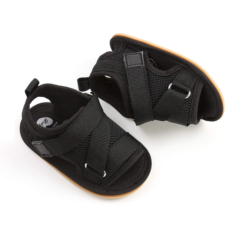 [Australia] - Infant Baby Girls Boys Summer Sandals Premium Unisex Non Slip Rubber Soft Sole Breathable Toddler First Walker Outdoor Beach Shoes 0-6 Months Infant 1-black 
