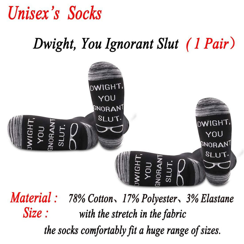 [Australia] - PYOUL 1 Pair The Office Inspired Socks Office Fan Gift Dwight You Ignorant Slut Socks TV Show Gift Dwight 1 Pair 