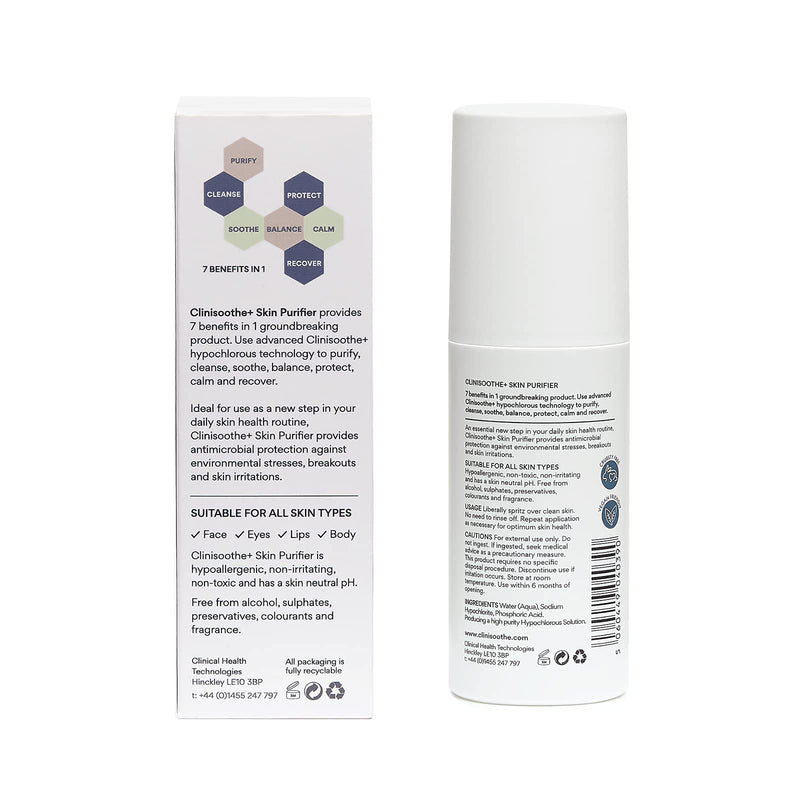 [Australia] - Clinisoothe+ Skin Purifier Spray 100 ml (Pack of 1),Clear - with hypochlorous technology to protect the skin from pollutants and impurities, prevent breakouts and promote rapid recovery. 100 ml (Pack of 1) 