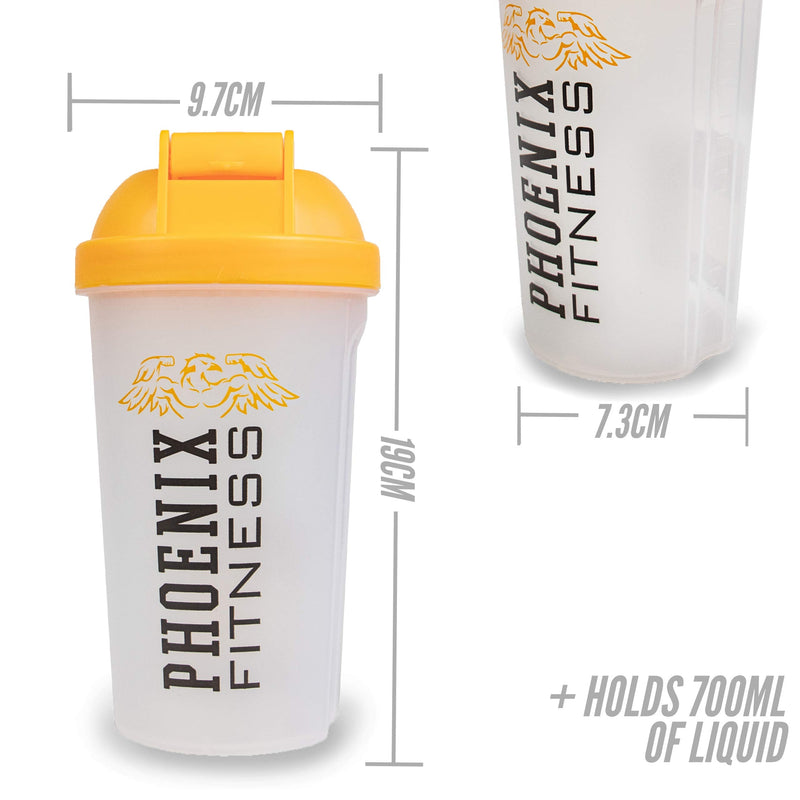 [Australia] - Phoenix Fitness Protein Shaker Bottle - 500ml BPA Easy Clean Drinks Bottle - Protein Bottle with Measurement Markings, Filter and Screw Top Lid 