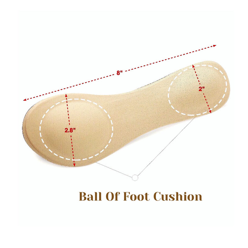 [Australia] - CB 4 Pairs of Cloth Surface Sponge Inserts Invisible Slim Insoles Liners, Ball of Foot Pain Relief Cushion, Arch Pain Barefoot Support, 3/4 Length for Women's Shoes 5-8, Style A, Nude & Black 