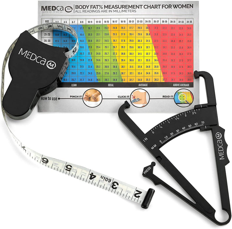 [Australia] - Body Fat Caliper and Measuring Tape for Body - Skin Fold Body Fat Analyzer and BMI Measurement Tool by MEDca 
