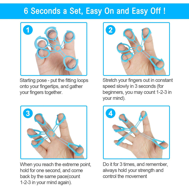 [Australia] - Fanwer Finger Strengthener & Finger Stretcher Hand Extensor Exerciser Set for Arthritis Carpal Tunnel Exercise to Improve Grips Performance for Elderly (3 Levels) 