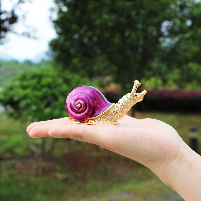 [Australia] - Waltz&F Purple Shell Snail Trinket Box Hinged Hand-Painted Figurine Collectible Ring Holder 