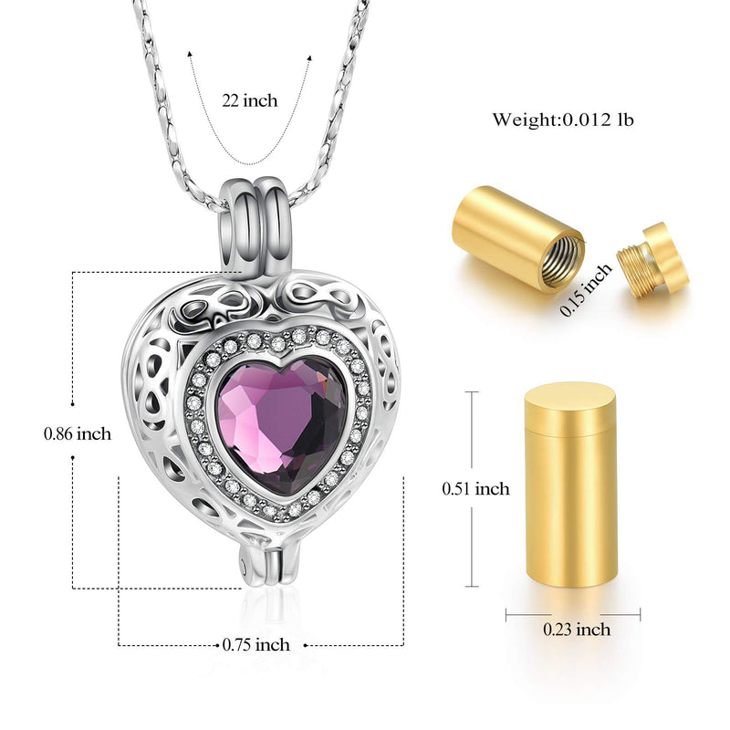 [Australia] - Imrsanl Cremation Jewelry for Ashes Pendant - Crystal Heart Urn Necklace with Mini Keepsake Urn Memorial Ash Jewelry Purple 