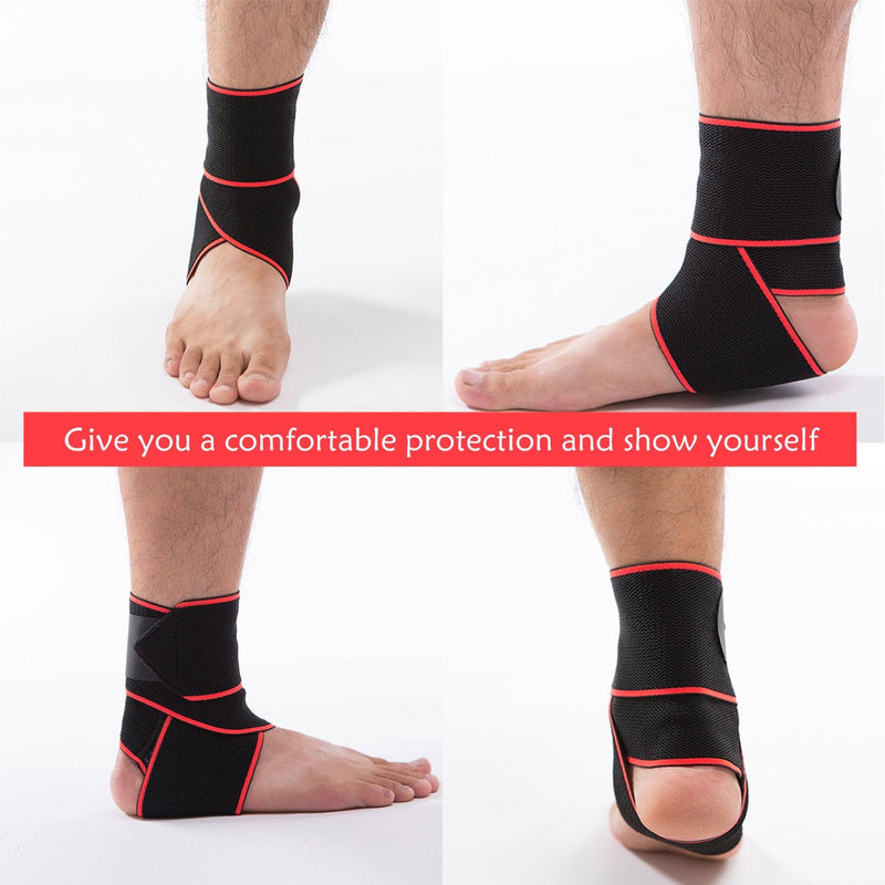 [Australia] - LOKEP Ankle Brace Breathable Ankle Support Adjustable Ankle Stabilizer with Compression Wrap Support, Suitable for Men & Women, Sports -One Size Fits All red 