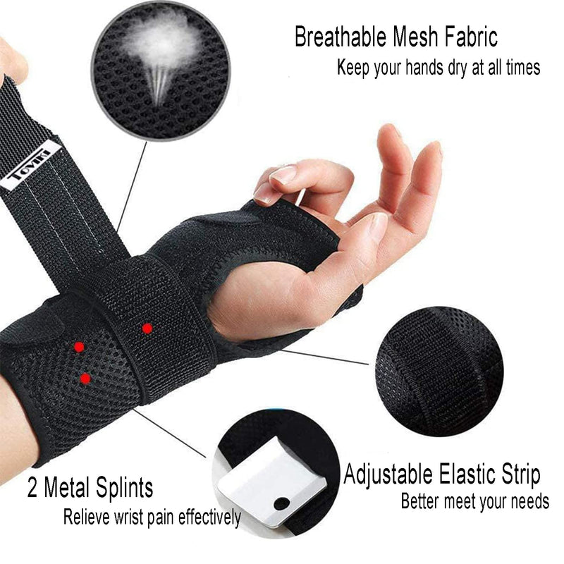 [Australia] - TOVIKI Wrist Support Brace Left Hand with 2 Metal Splints for Joint Pain Arthritis Carpal Tunnel Pain Tendonitis for Men and Women Black 