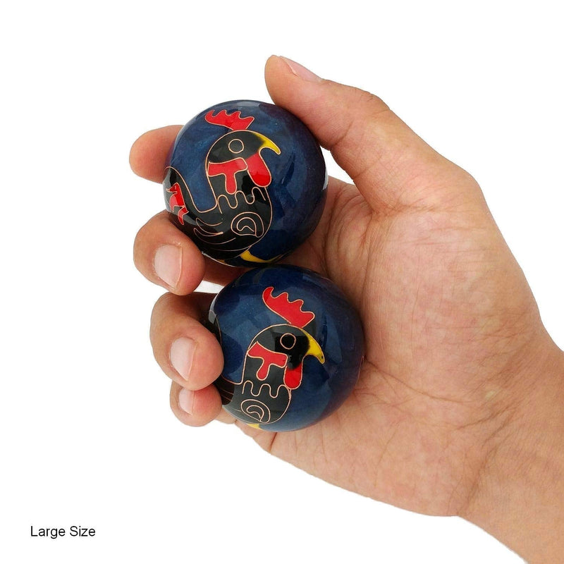 [Australia] - Top Chi Rooster Baoding Balls with Bamboo Stand. Chiming Chinese Health Balls for Hand Therapy, Exercise, and Stress Relief (Large 2 Inch) Large 2 Inch 