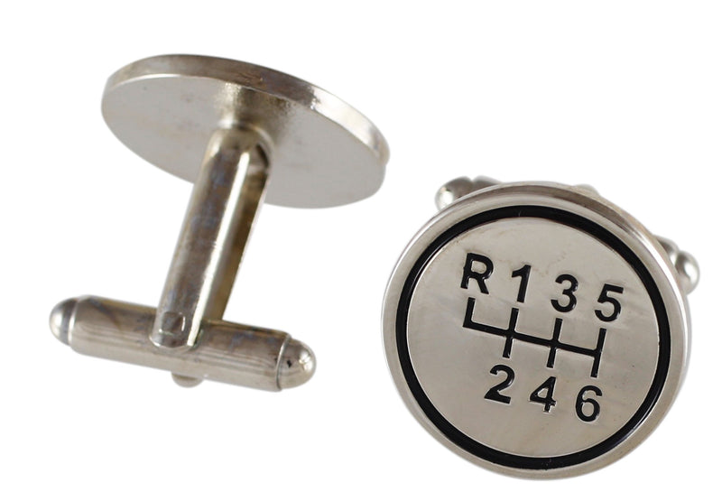 [Australia] - Shiny Silver Car Shift Gear Cufflinks for Men 