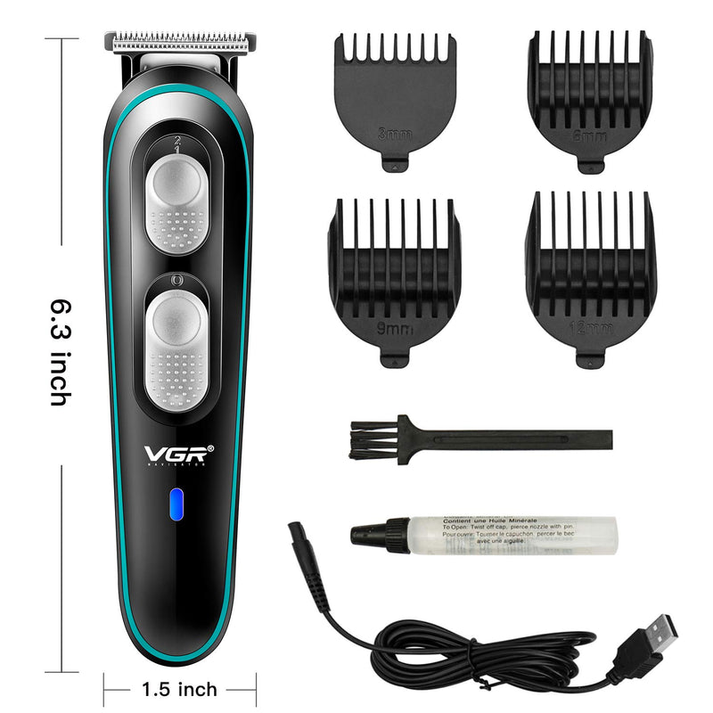 [Australia] - VGR Electric Hair Clippers for Men/Kids Professional Mens Hair/Beard Trimmer Cordless Hair Cutting Machine Home Barber Cutting Kit with Adjustable Blade & 4 Guide Combs BLACK & GREEN 