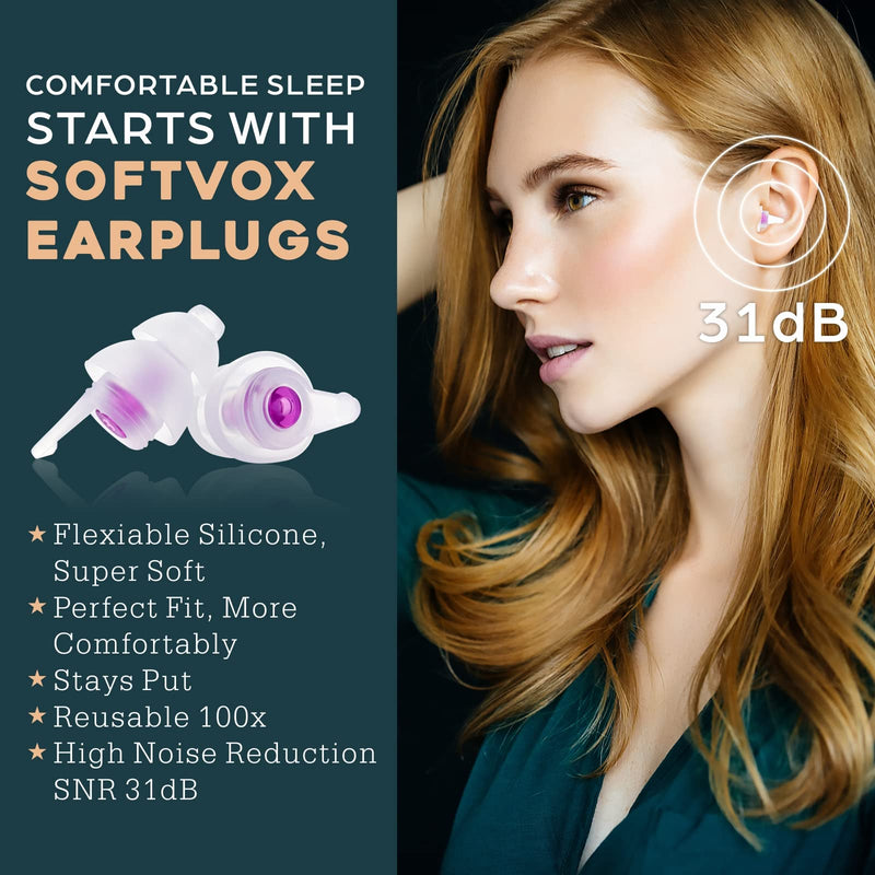 [Australia] - Sleeping Ear Plugs, 2 Pair Earplugs Sound Blocking Sleeping, Noise Reduction Reusable Soft Earbuds – Hearing Protection for Snoring Loud Noise Travel Studying Work–31dB Noise Cancelling Purple 