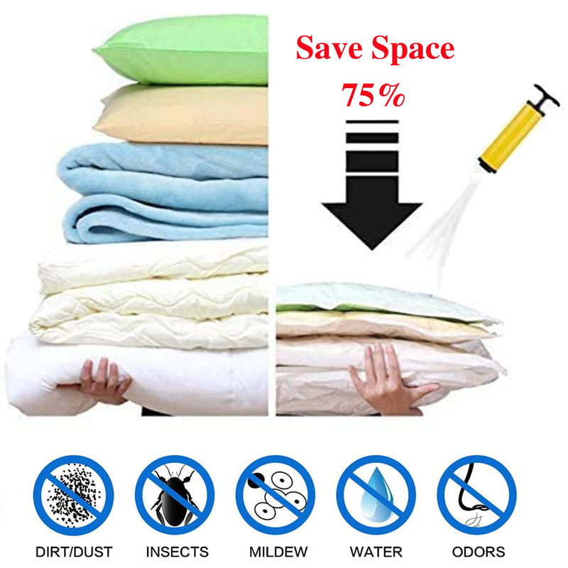 [Australia] - Premium Reusable Vacuum Bags (Jumbo 4 Pack,Travel Hand Pump Included)Jumbo Airtight Space Compression Bags - Max Space Saving for Bedding, Duvets, Clothes 