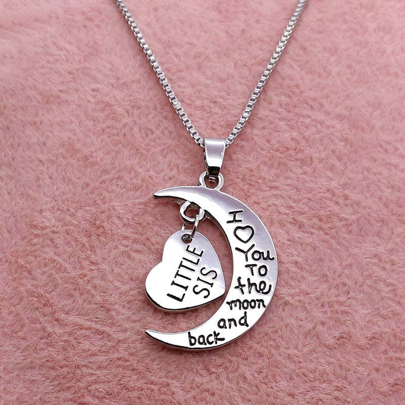 [Australia] - HOFOYA Sisters Necklace Set for 2 3,Big Sis mid Sis Lil Sis Gifts Moon Charms & Pendants Necklace Jewelry Gift for Big Middle Little Sisters Friendship Gifts,Best Friends Forever. YSXXL3 
