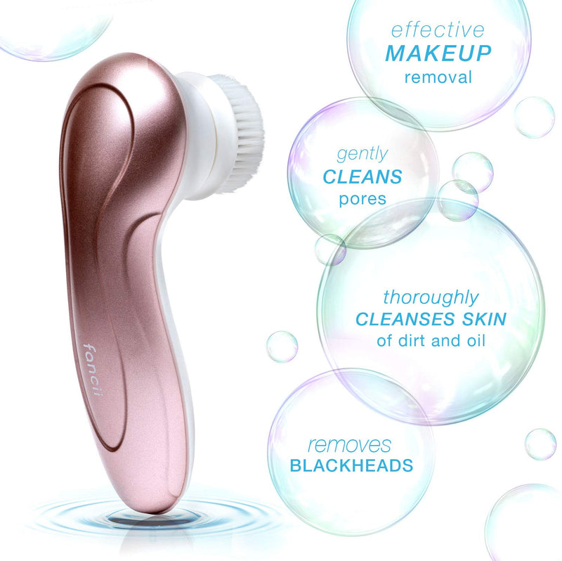 [Australia] - Fancii 7 in 1 Waterproof Electric Facial & Body Cleansing Brush Exfoliating Kit with Handle and 6 Brush Heads - Best Advanced spin Brush Microdermabrasion Scrub System for Face (Blush) Blush 
