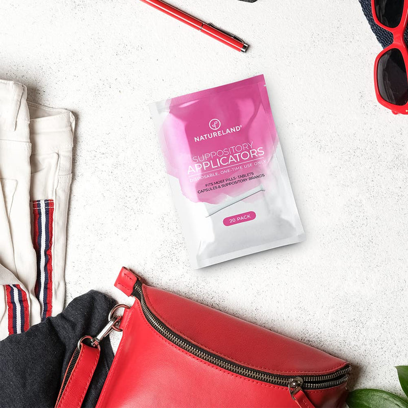 [Australia] - [20 Pack] Natureland Vaginal Suppository Applicators for Women, Designed in USA, Soft Tip Auxiliary Tool for Pills, Boric Acid, and pH Balance Tablet Suppositories, Individually Wrapped 20 Pack 