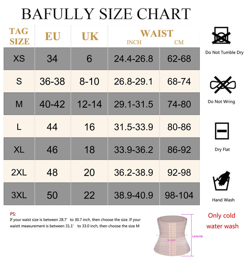 [Australia] - Bafully Womens Waist Trainer Corset Slimming Body Shaper Tummy Control Girdle Band Steel Boned Underwear XXL Beige 