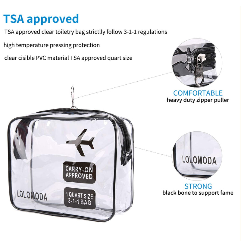 [Australia] - Transparent Toiletry Bag, 2 Transparent Aeroplane Bags, Cosmetic Bag for Suitcase, Toiletry Bag for Transporting Liquids, Transparent Toilet Bag for Men and Women Black 