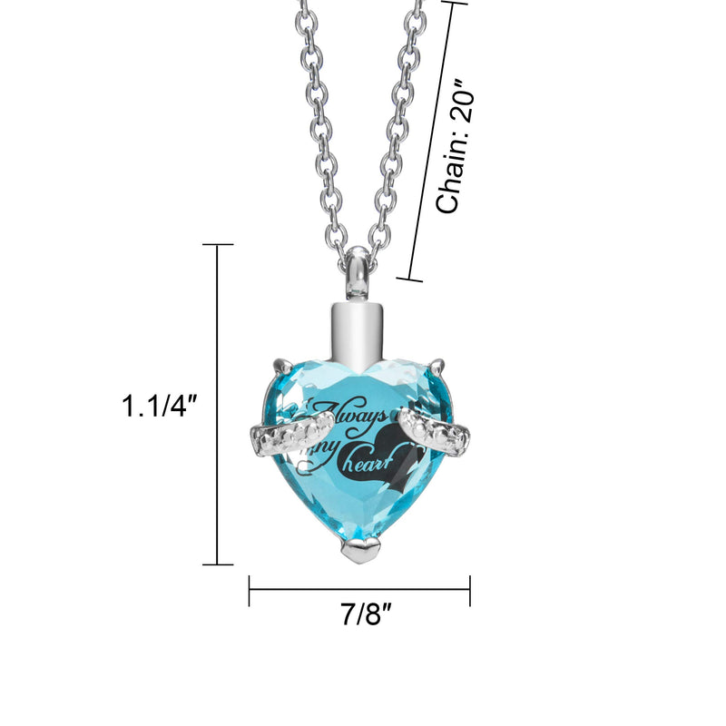 [Australia] - Smartchoice Cremation Jewelry For Ashes Urn Necklace Heart Pendant With Beautiful Presentation Gift Box With Stainless Chain And Accessories, Blue 