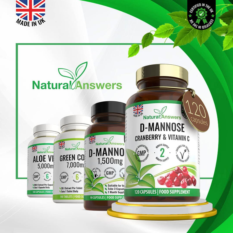 [Australia] - 120 D-Mannose Capsules with Vitamin C and Cranberry Extract - (2 Months Supply) 50:1 Cranberry Extract Immune Support Vegan Food Supplements - UK Manufactured 