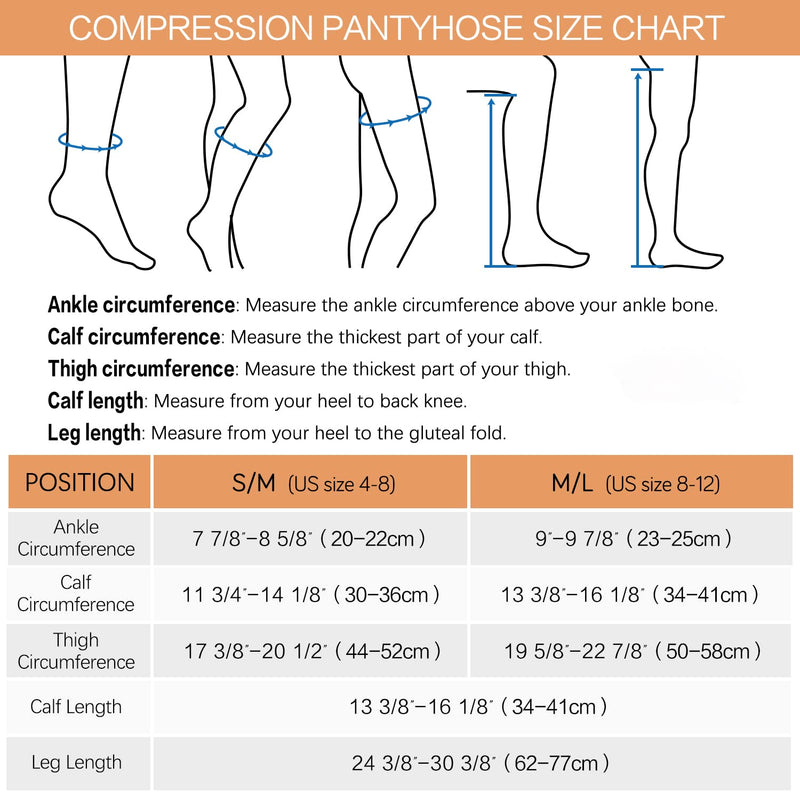 [Australia] - Suprenx Women's 8-15mmHg Footless Compression Pantyhose Tights Medical Quality Support Stocking Black Small-Medium 