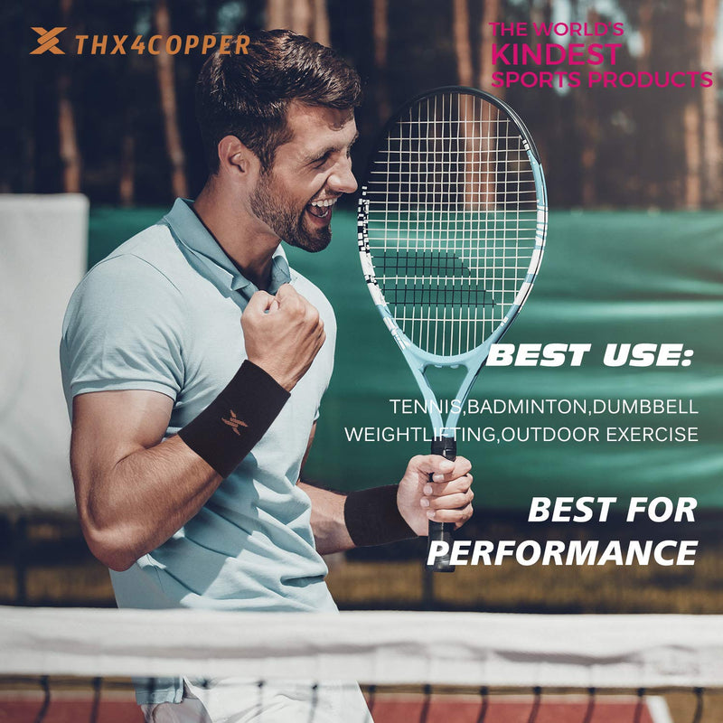 [Australia] - THX4COPPER Compression Wrist Sleeve - Copper Infused Wrist Support for Men &Women-Improve Circulation and Recovery(1 Pair) Medium (2 Count) Black 