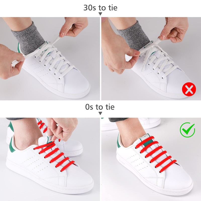 [Australia] - SDARMING No Tie Shoe Laces for Kids and Adults,Elastic Silicone Shoe Laces for Trainers,Waterproof Elastic Tieless Running Shoe Laces Black&white 