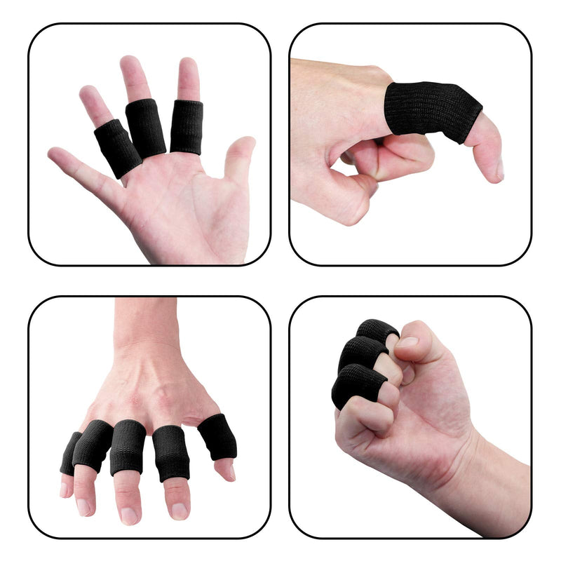 [Australia] - Finger Sleeves , Thumb Splint Brace For Finger Support, Breathable Elastic Finger tape, Compression pression Protector For Reliving Pain, Triggger Finger, Compression Aid For Sports, 10PCS (black) black 