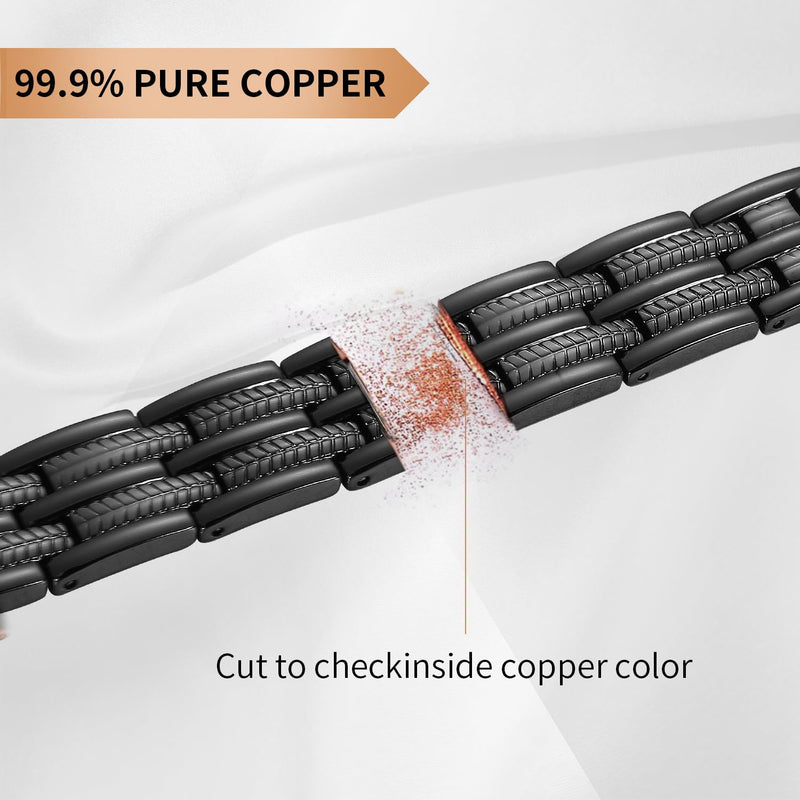 [Australia] - BioMag Copper Bracelet for Men Magnetic Bracelet,Copper Wristband with Ultra Strength Magnets,8.6inches Adjustable with Tools Copper Black 